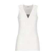 Witte Mouwloze Top van Katoen met Messingdetails Brunello Cucinelli , ...