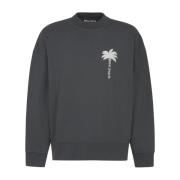 Zwarte Sweater GD Crew Donkergrijs Palm Angels , Black , Heren