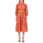 Katoenen Midi Jurk Liu Jo , Orange , Dames