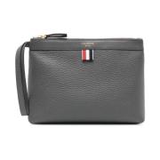 Grijze Portemonnee van Korrelig Leer met Logo Thom Browne , Gray , Dam...