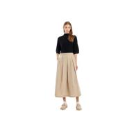 Elegante Maxi Rok met Zakken Vicario Cinque , Beige , Dames