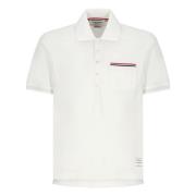 Witte Polo Shirt met Tricolor Detail Thom Browne , White , Heren