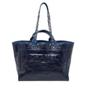 Pre-owned Leather totes Chanel Vintage , Blue , Dames