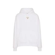 Witte Oversized Hoodie met V-Detail Valentino Garavani , White , Heren