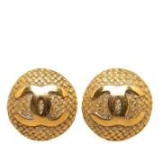 Pre-owned Metal earrings Chanel Vintage , Yellow , Dames