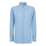 Zijden Shirt Lichtblauw Afgeronde Onderkant Equipment , Blue , Dames