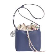 Blauwe Bucket Bag met Schouderband Guidi , Blue , Dames