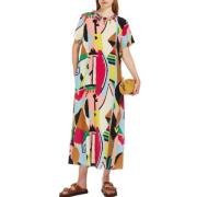 Lange jurk met abstract patroon en zakken Weekend , Multicolor , Dames