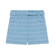 Tweed Lurex High Waist Shorts IRO , Blue , Dames