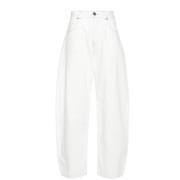 Witte Denim Jeans met Geborduurd Motief Pinko , White , Dames