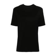 Zwart Katoenen T-shirt met Wit Logo Jil Sander , Black , Dames