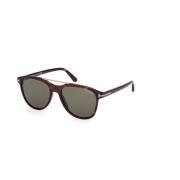 Groene Lens Donker Havana Zonnebril Tom Ford , Brown , Unisex