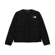 Zwarte Gewatteerde Jas Logo Print The North Face , Black , Dames