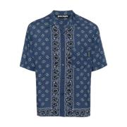 Blauw Paisley Print Overhemd Palm Angels , Blue , Heren