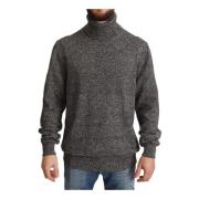 Luxe Cashmere Turtleneck Sweater Grijs Dolce & Gabbana , Gray , Heren