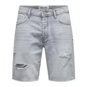 Urban Denim Shorts met Moderne Twist Only & Sons , Gray , Heren