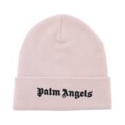 Logo Beanie Hat Palm Angels , Pink , Heren