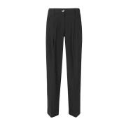 Melange Losse Plooi Broek Ganni , Black , Dames