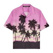 Roze Sunset Grafische Bowling Shirt Palm Angels , Multicolor , Heren