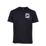 Zwarte Crew-neck T-shirt met Logo Paul & Shark , Black , Heren