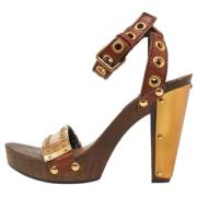 Pre-owned Leather sandals Miu Miu Pre-owned , Brown , Dames