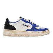 Vintage Wit Blauw Zwart Leren Sneakers Autry , Multicolor , Heren