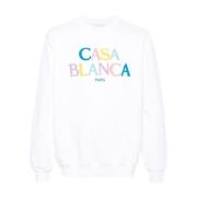 Witte Katoenen Sweatshirt met Geborduurd Logo Casablanca , White , Her...