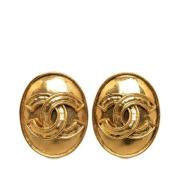 Pre-owned Metal earrings Chanel Vintage , Yellow , Dames