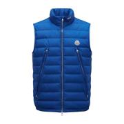 Blauwe Mouwloze Albyt Puffer Vest Moncler , Blue , Heren