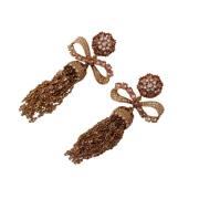 Dolce & Gabbana Gold Dangling Crystals Long Clip-On Jewelry Earrings D...