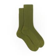 Italiaanse korte katoenen sokken groen geribbeld Gallo , Green , Heren