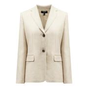 Beige Linnen Blazer met Zakken Theory , Beige , Dames