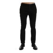 Zwarte Slim Fit Katoenen Stretchbroek Costume National , Black , Heren