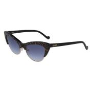 Blauwe Lens Zonnebril Havana/Zwarte Frame Liu Jo , Brown , Dames