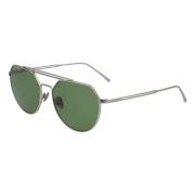 Groene Lens Zilveren Frame Zonnebril Lacoste , Multicolor , Unisex