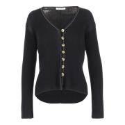 Katoenmix V-hals Cardigan Zwart By Herenne Birger , Black , Dames