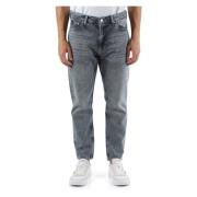 Cropped Tapered Jeans Vijf Zakken Calvin Klein Jeans , Gray , Heren