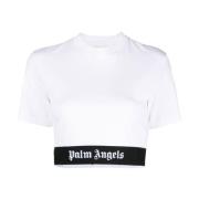 Logo Tape T-shirts en Polo's Wit Palm Angels , White , Dames