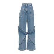 Blauwe Wide Leg Denim Jeans The Attico , Blue , Dames