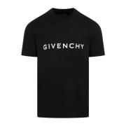 Zwart Logo T-Shirt Ronde Hals Korte Mouw Givenchy , Black , Heren