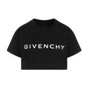 Zwart Katoenen Cropped T-Shirt Givenchy , Black , Dames