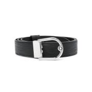 Zwarte Leren Riemen Montblanc , Black , Heren