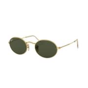 Ovale Zonnebril Groene Lens Gouden Frame Ray-Ban , Yellow , Unisex