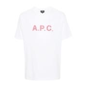 Logo Print Crew Neck T-shirts A.p.c. , White , Heren