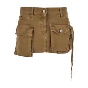 Beige Denim Cargo Mini Rok The Attico , Beige , Dames