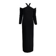 Uitgesneden Wol Maxi Jurk Circus Hotel , Black , Dames