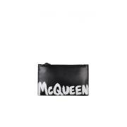 Zwarte Leren Kaarthouder Alexander McQueen , Black , Heren