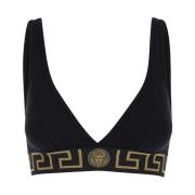 Zwarte Sportbeha met V-hals Versace , Black , Dames