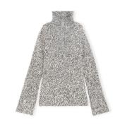 Gezellig High-Neck Alpaca Sweater Ganni , White , Dames