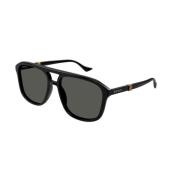 Zwarte Frame Grijze Lens Zonnebril Gucci , Black , Heren